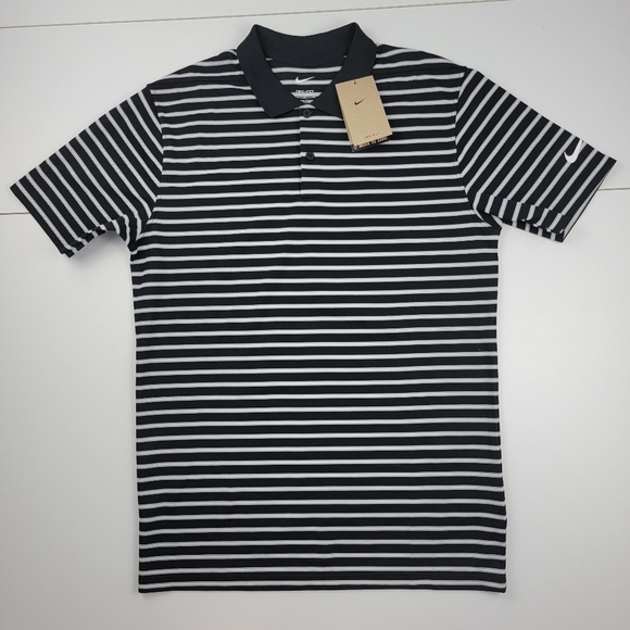 Nike Mens Dri-Fit Victory Stripe Polo Shirt Black Stripe DH0829-010 Size Small - Picture 1 of 8